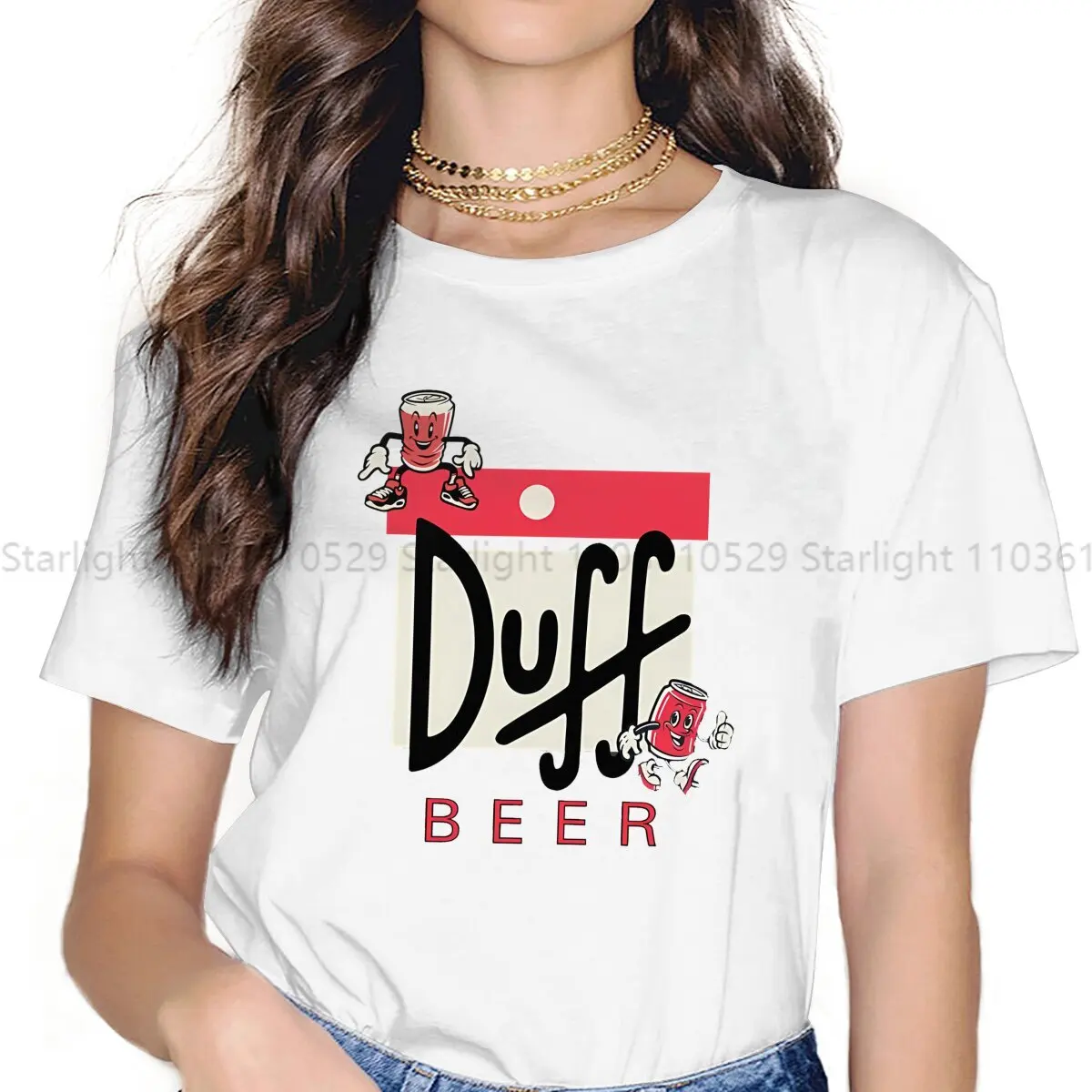 Camiseta retrô de cerveja Duff feminina, tops femininos de poliéster, Harajuku camiseta engraçada, senhoras, Y2K