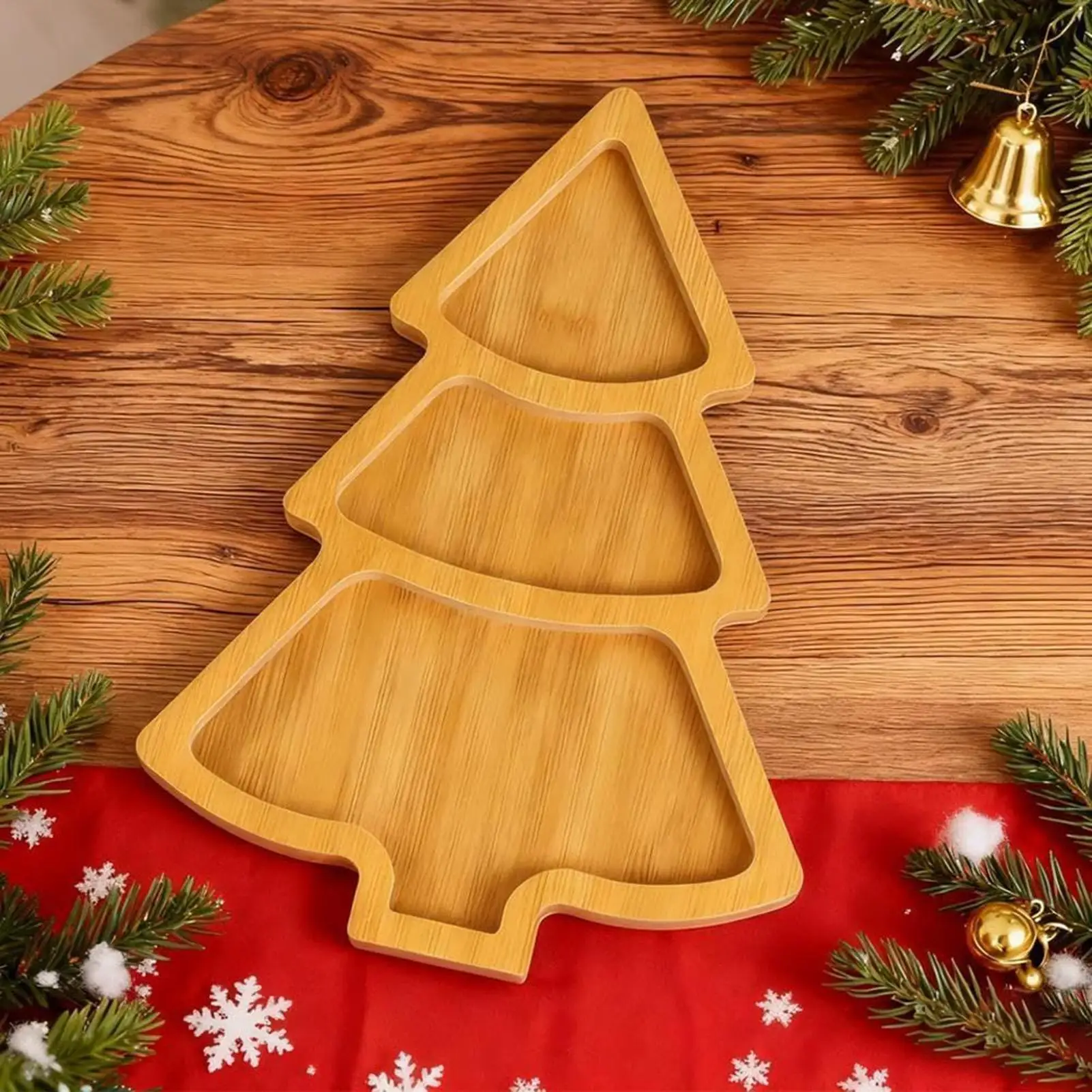 Platos para servir Navidad, exhibición de árbol de madera, tablero de charcutería navideña, bandeja para servir para decoración del hogar, fiesta, fruta, queso, postre