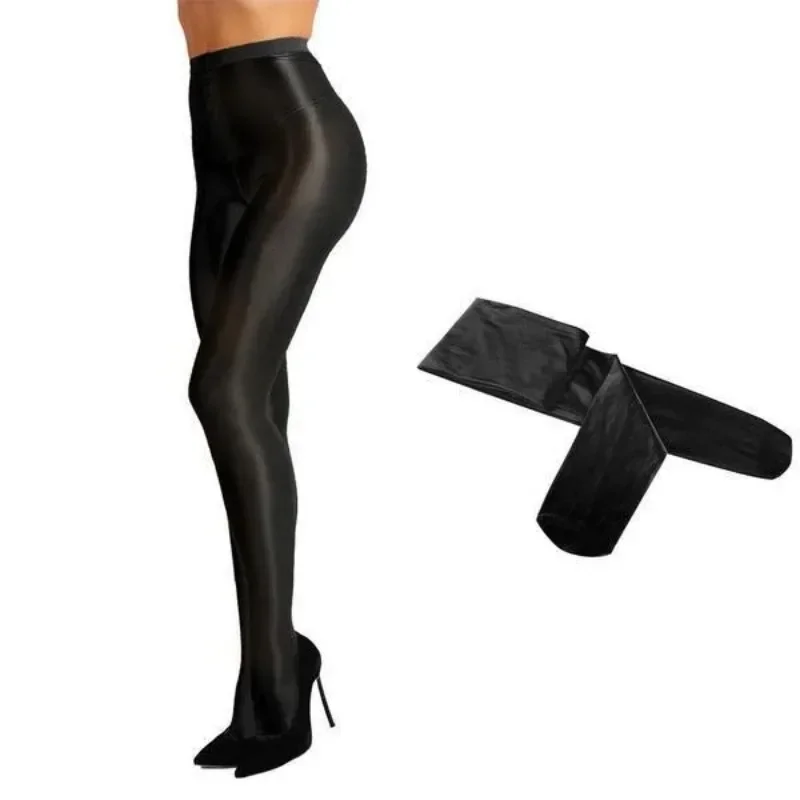 กางเกงรัดรูปผ้ายืดถุงน่องสตรีเงางามเป็นพิเศษเลกกิ้งสำหรับไนท์คลับเต้นเกมเซ็กซ์ของเล่น SM