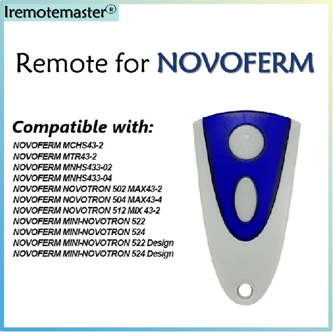 For NOVOFERM 504 NOVOTRON 502 MAX43-2 MAX43-4 512 MIX 43-2 433.92MHZ Garage Door Remote Control For MTR43-2 MCHS43-2 MNHS433-02