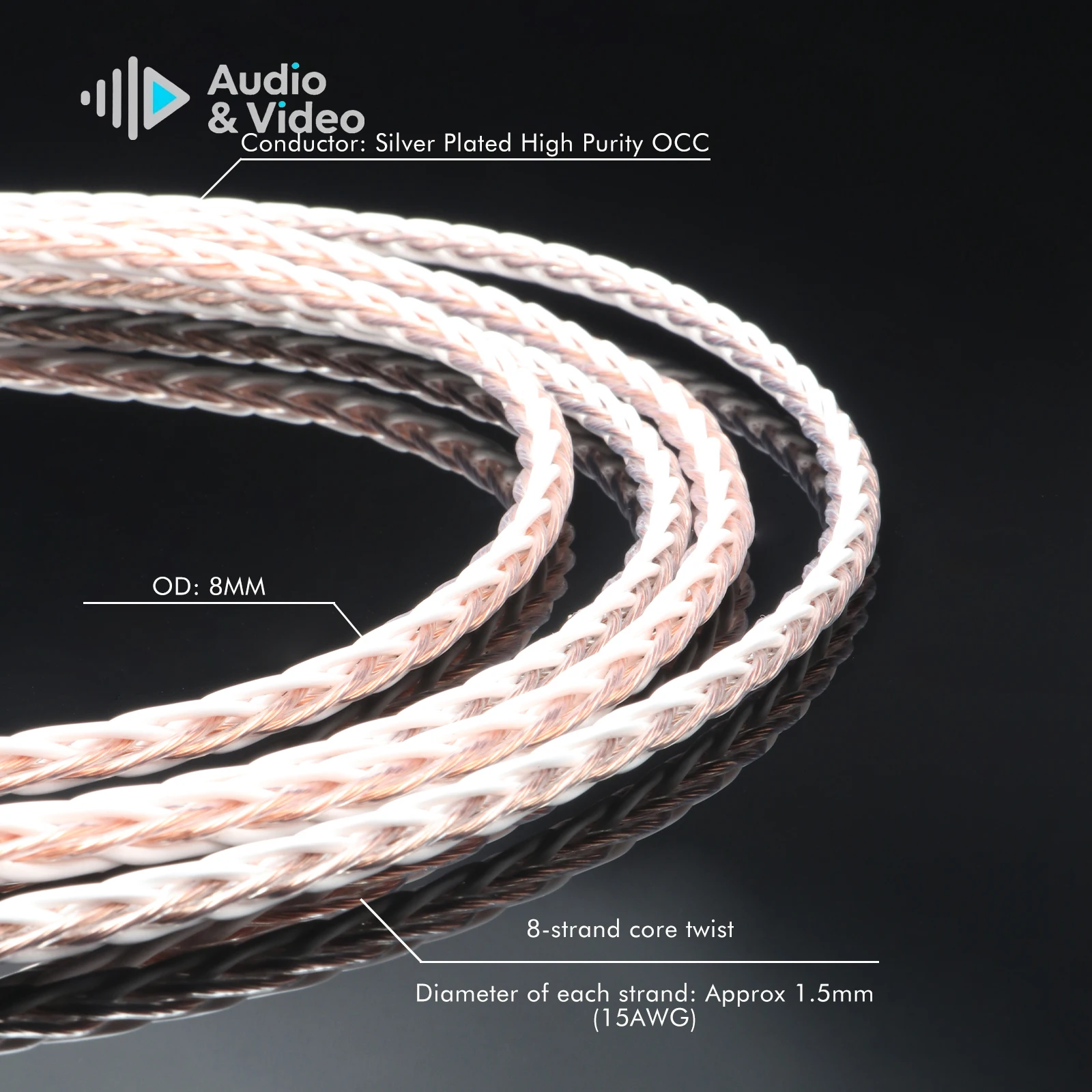 Pair 4TC RCA Cable Single Crystal Copper 8Strands Audio Cable Signal Cable Audio Cable Double lotus for DAC