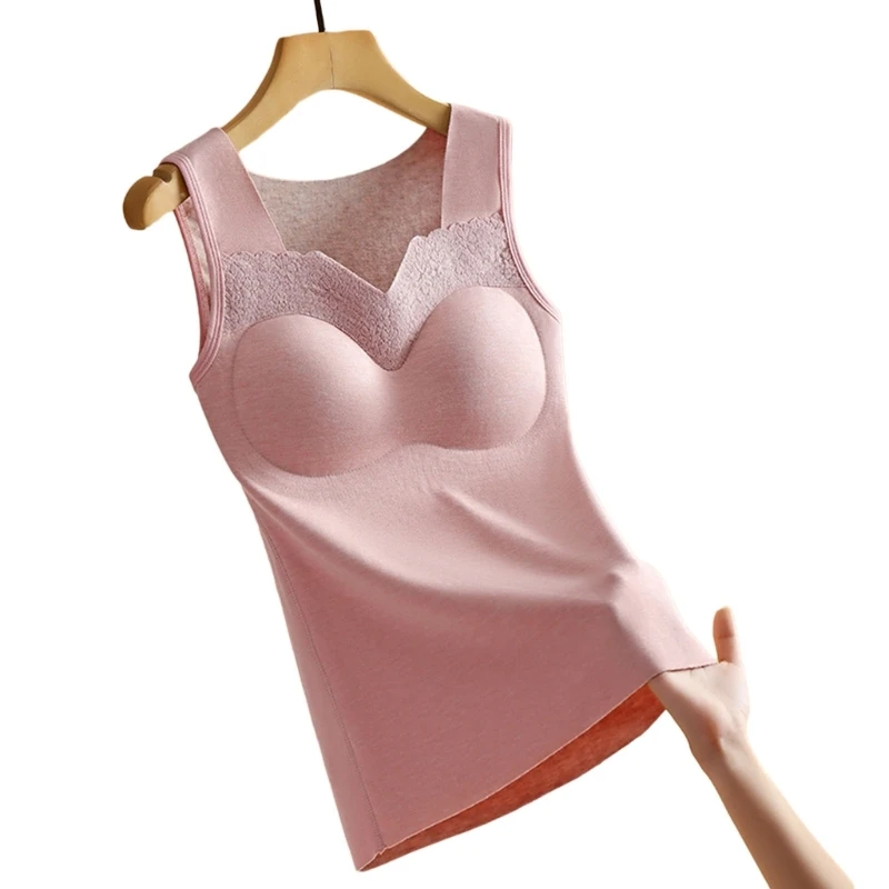 Thermal Fleece Lined Underwear for Women Lace Tops Cami Top Vest Base Layer