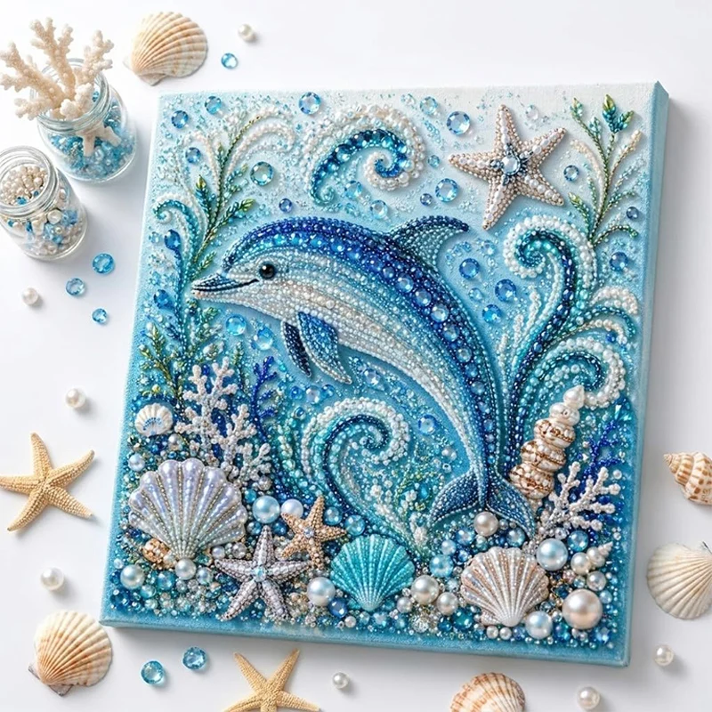 Ocean Theme Pearl Art DIY Kit Octopus Wave 3D Pearl Craft Kit Sea Turtle Sparkling Coastal Pearls Mosaic Art DIY Home Wall Decor - view 2