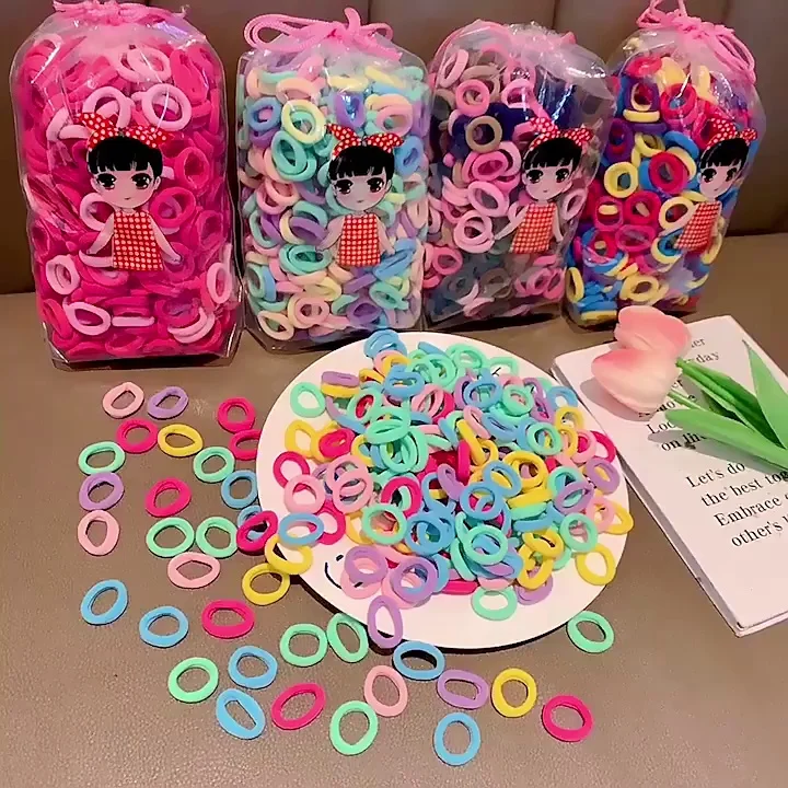 100/300PCS/Set Women Girls Colorful Nylon Elastic Hair Bands Ponytail Hold Hair Tie Rubber Bands Scrunchie Hair Accessories