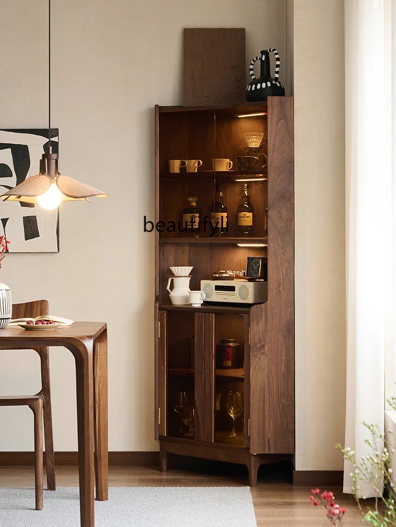 

ss K178 Solid wood side cabinet, wall kitchen cabinet, black walnut storage cabinet