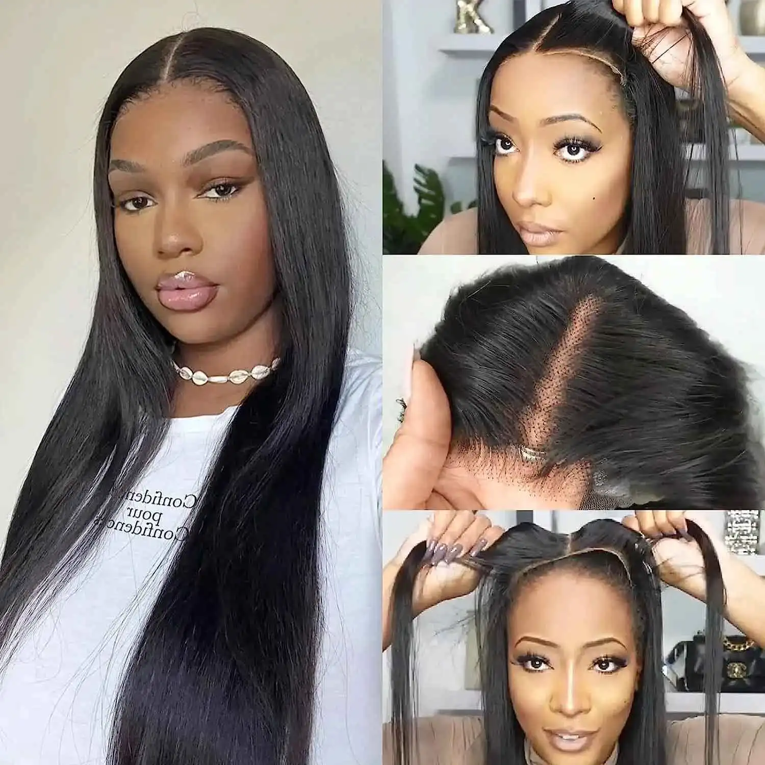 Wear Go Glueless Wig Brazilian Straight 6x4 HD Lace Closure Glueless Wig Human Hair Ready To Wear Pre Cut Pre plucked 100% Hair