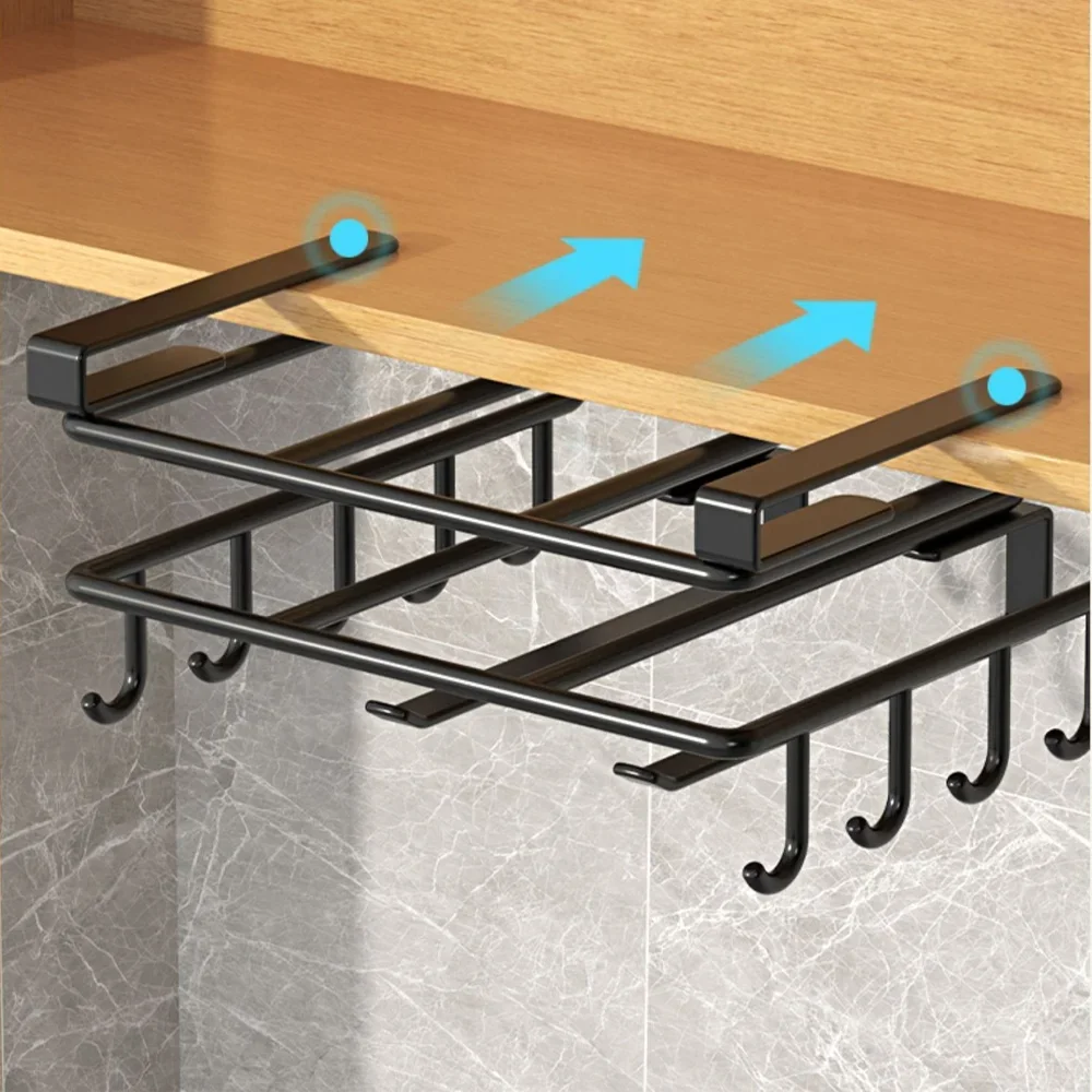 Küchen-Organizer-Rack unter dem Schrank mit Haken, Mehrzweck-Aufbewahrungsregal für Papierhandtuch, Schneidebrett und Topfdeckel – Detail 2