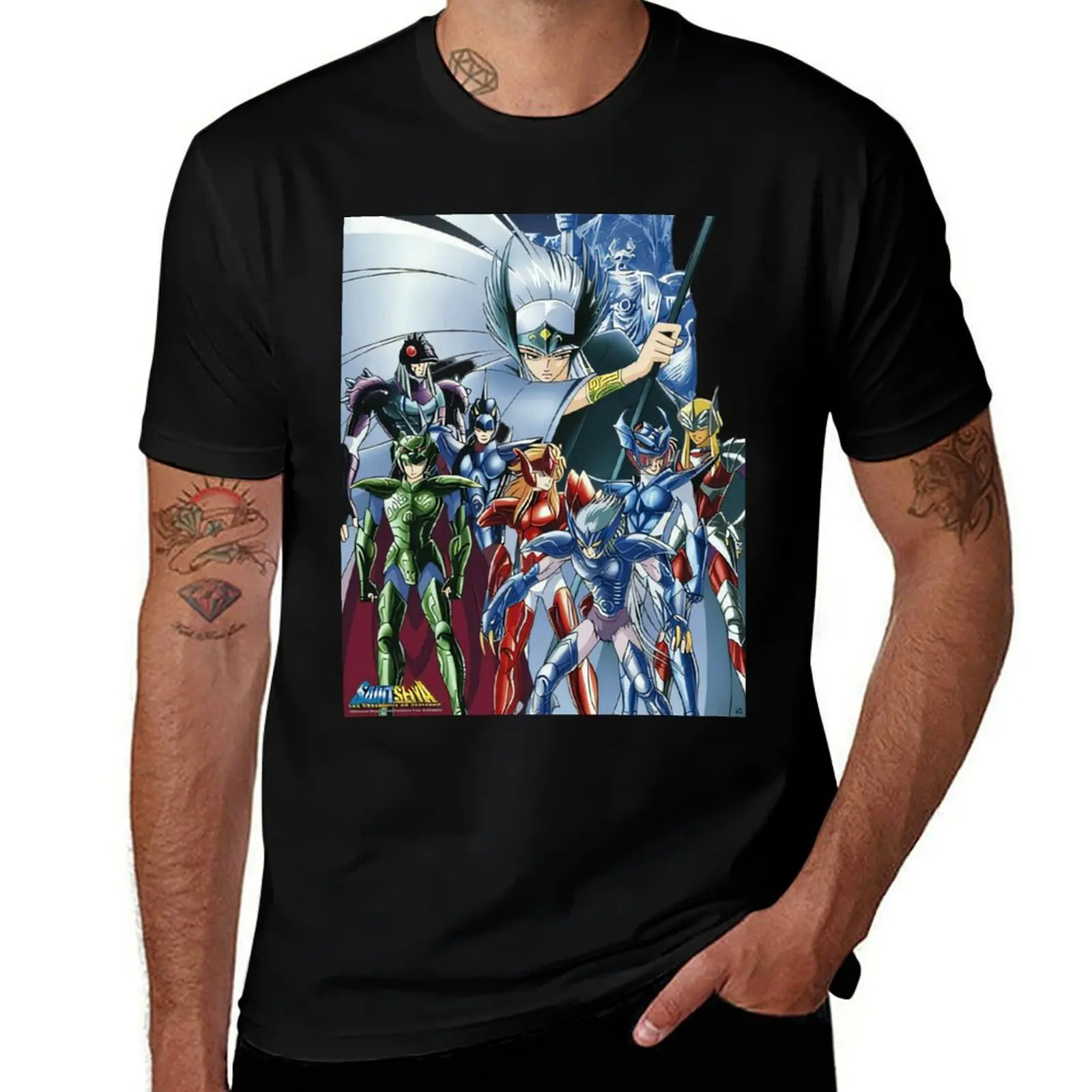 

Art Print Tee Men Music Festival T-Shirt Beachwear Lightweight Cotton Tee Saint Seiya Odin God Warrior Hilda Siegfried Alberich