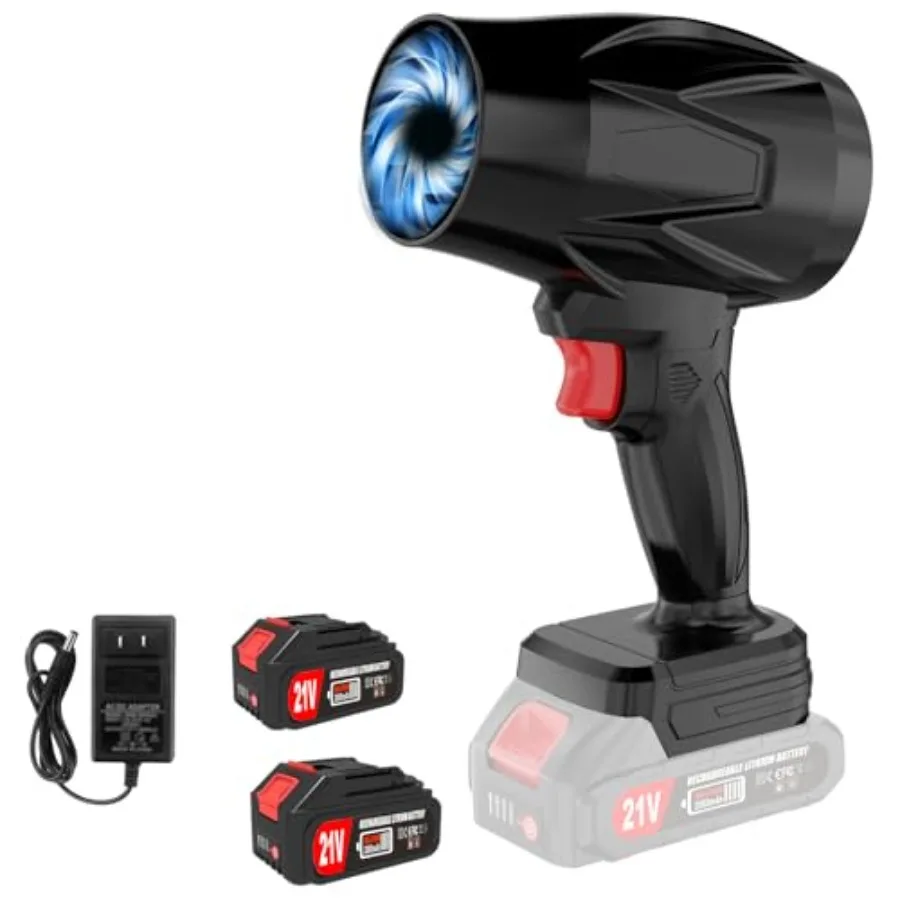 

Cordless Leaf Blower Portable Dust Cleaner Handheld 500000RPM Compressed Air Duster Electric Blower with 2 Battery and ChargerA
