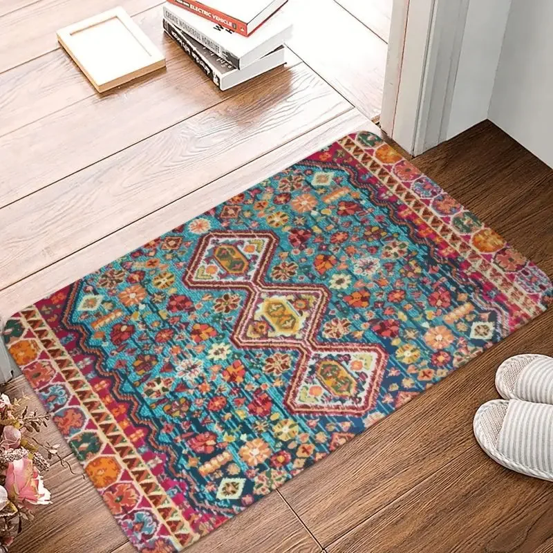 Oriental Colored Traditional Antique Moroccan Style Front Door Mat Anti-Slip Indoor Waterproof Bohemian Doormat Floor Rug Carpet