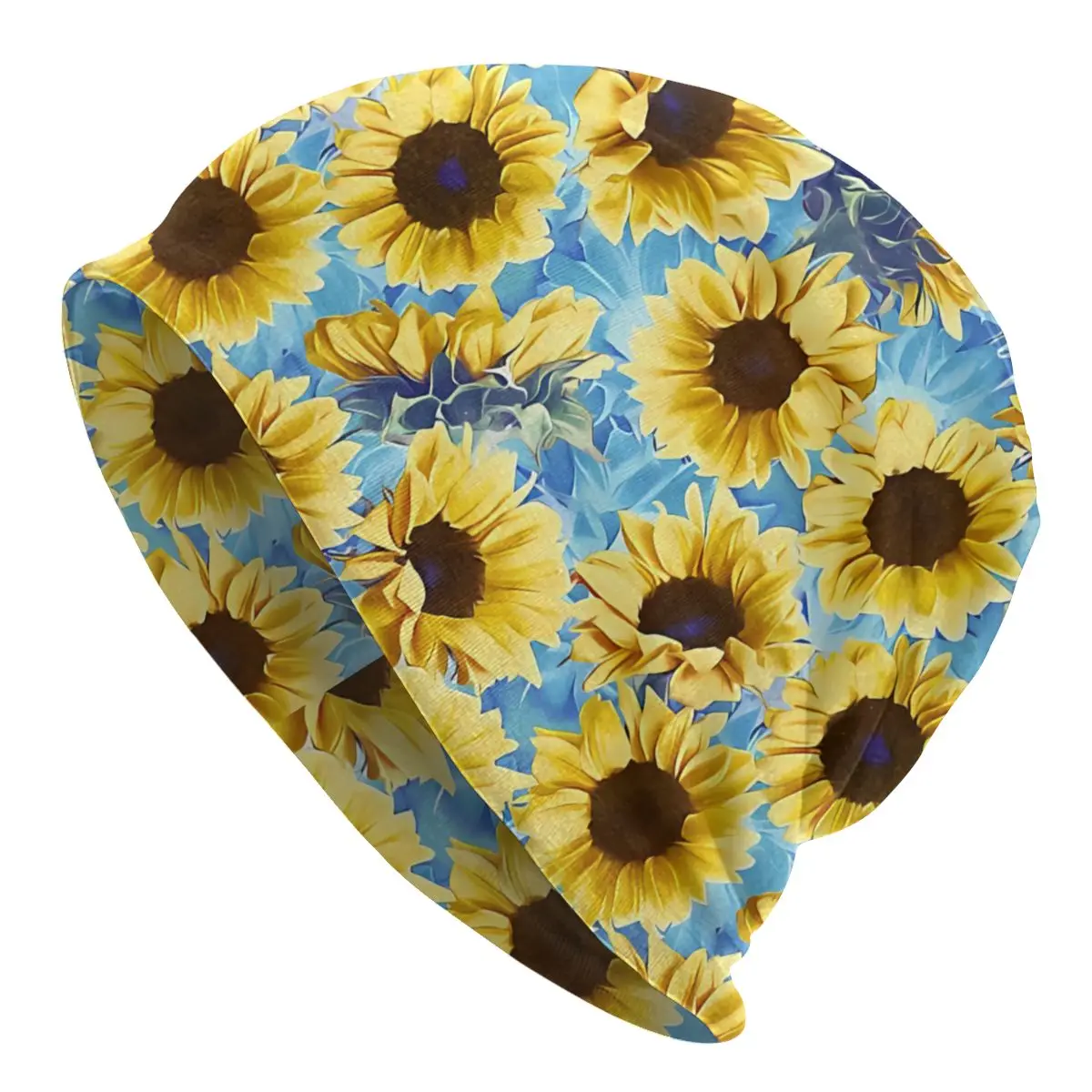 

Skullies Beanies Outdoor Hats Dreamy Sunflowers On Blue Thin Bonnet Hipster Caps Men Women's Earmuffs