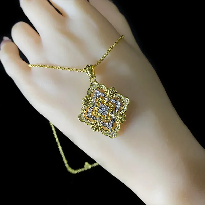 MDL Moissanit1 نمط الإيطالية العتيقة نمط المحكمة قلادة الذهب الحقيقي مطلي خمر الفرنسية خمر قلادة يومية النساء #3
