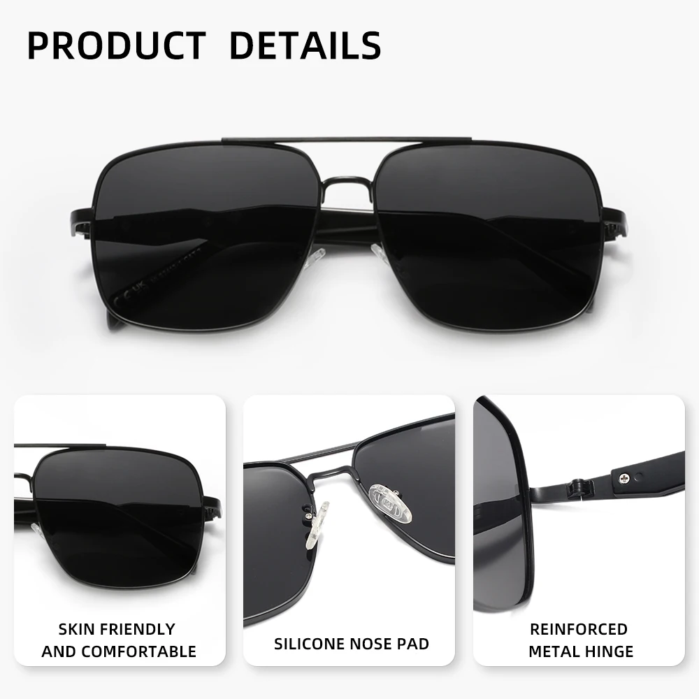 KINGSEVEN Polarisierte Sonnenbrille für Herren, hochwertiger Metallrahmen, UV400, Antireflexionsbrille, Fahrbrille – Detail 1