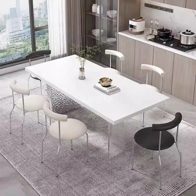 

Nordic Dining Table Stainless Steel Waterproof Kitchen Italian Coffee Tables European Square Muebles Home Room Furniture