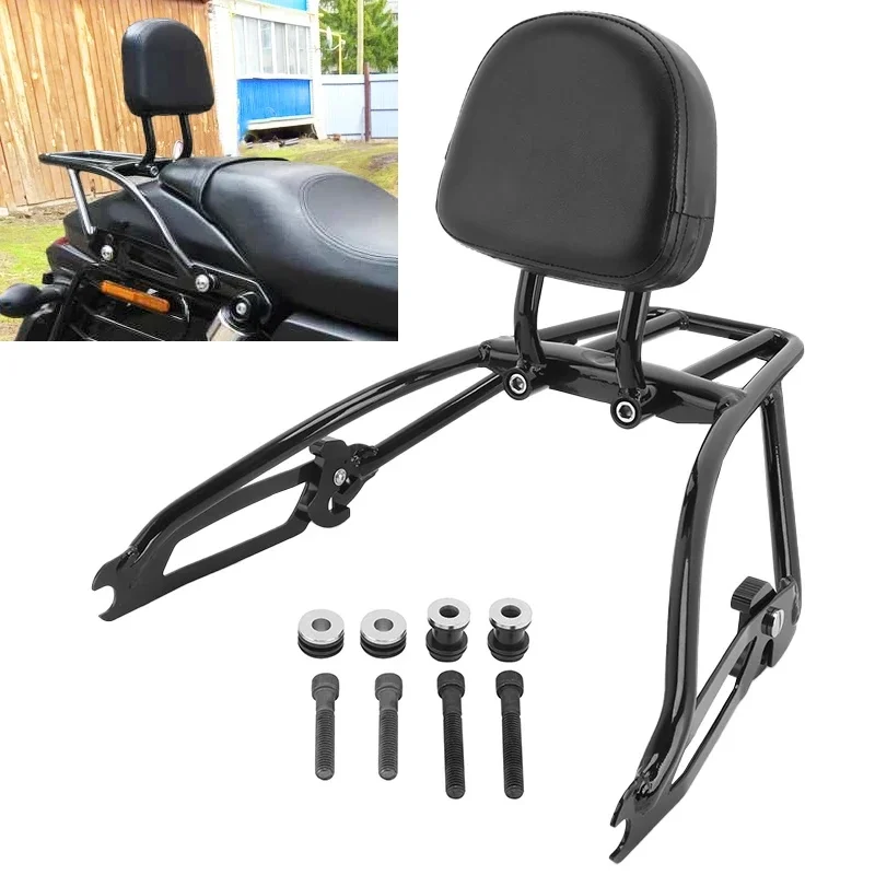 Detachable Sissy Bar Backrest for Harley Street 500 750 XG500 XG750 Rear Passenger Seat with Integrated Luggage Rack 2015 Up