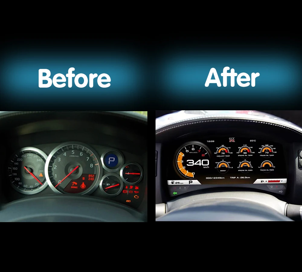 Krando Linux Digital Cluster for  GTR 2011 - 2016 Car Dashboard Speedometer Virtual Cockpits Panel LCD Instrument