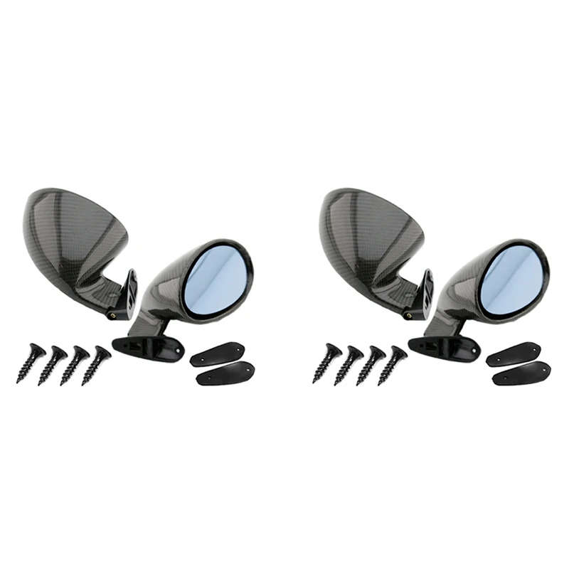 

2X California Style Left & Right Car Classic Retro Door Wing Side Mirror Rearview Vintage Matte Carbon Fiber Look