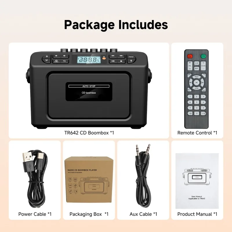 Multifunctional CD player,  TF card playback, Bluetooth speaker, radio all-in-one machine