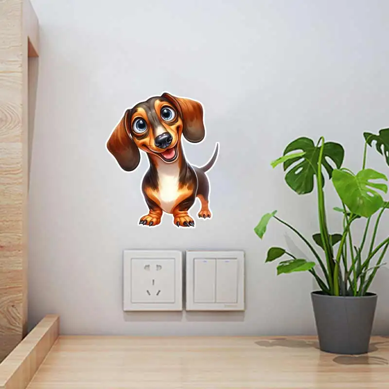 Cute German shepherd Teddy Dachshund Pet Dog Wall Sticker Bathroom Toilet Decor Refrigerator Home Decoration Stickers M1228