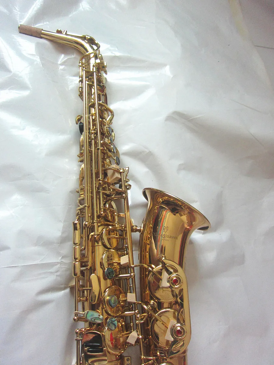 New Golden Alto Saxophone Eb E-flat Sax Shell Key Carve Pattern Woodwind Instrument with Case Other Aeccessaries