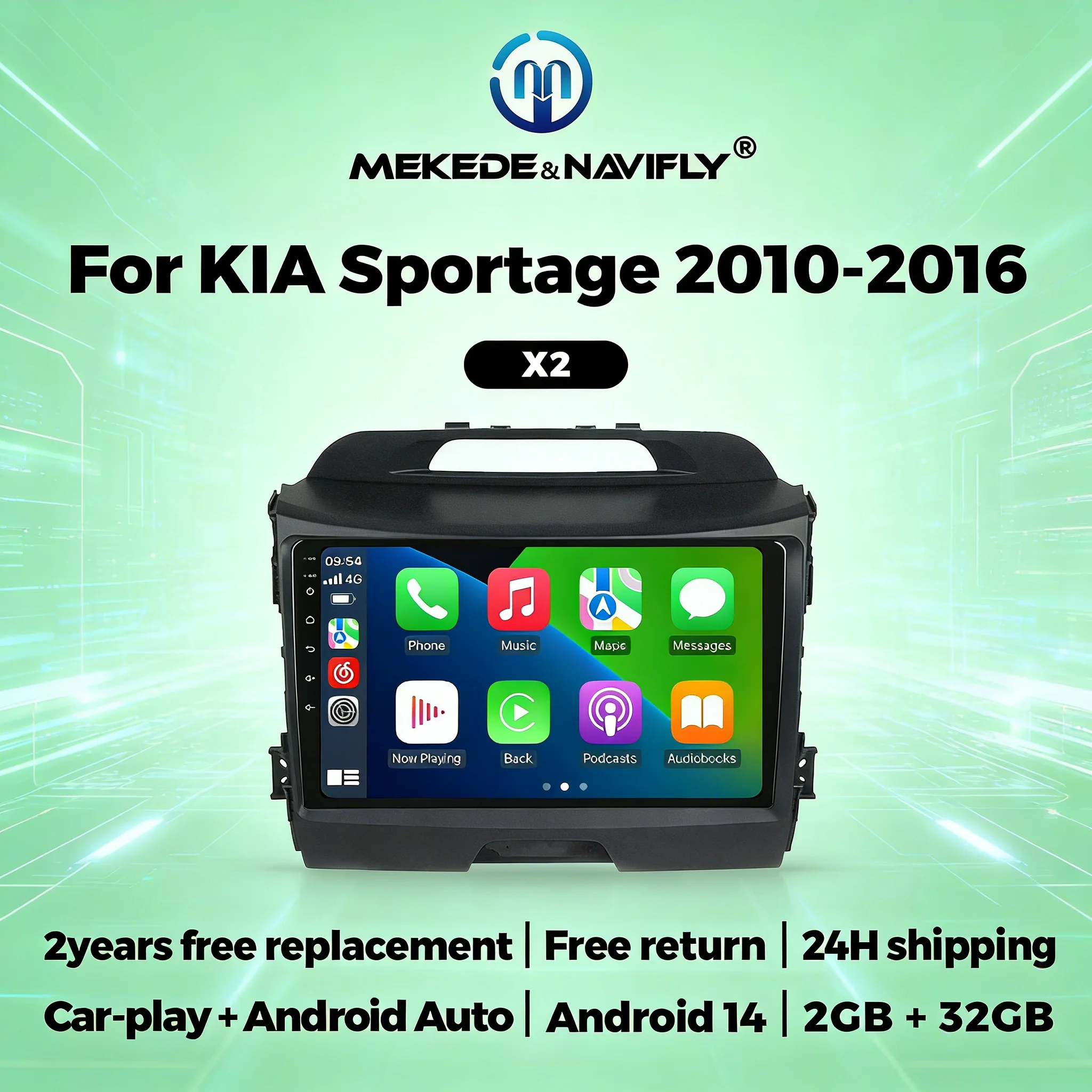 

2 Din Car Play Android Auto For KIA Sportage 2010-2016 Car Radio Wireless Carplay Auto Car Multimedia Player FM Autoradio Video