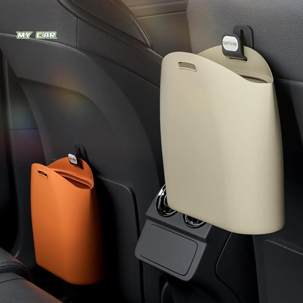

Portable Silicone Car Trash Can Vehicle Storage Dustbin Hanging Waste Bin Garbage Collection Foldable Space Saving Organizers
