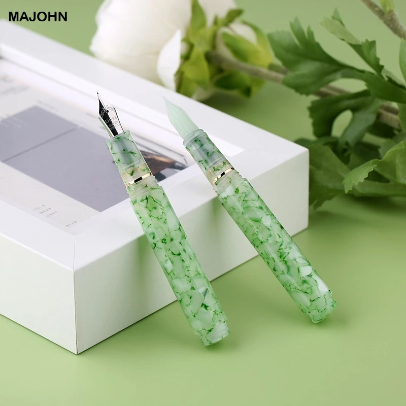 ปากกาหมึกซึม MAJOHN N8 หัวเรซิ่นแก้ว ปากกาเขียนด้วยมือ สำหรับเขียนธุรกิจ เครื่องเขียนสำนักงาน อุปกรณ์การเรียน