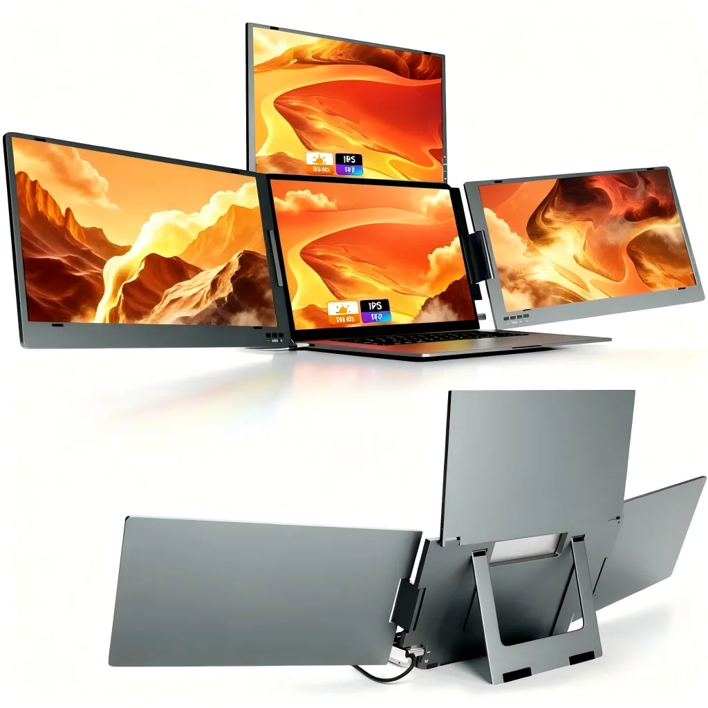 

Factory Level 14-Inch Triple Portable Monitor Extender With 3 FHD IPS Screens USB-C Interface For Laptops In Office Work