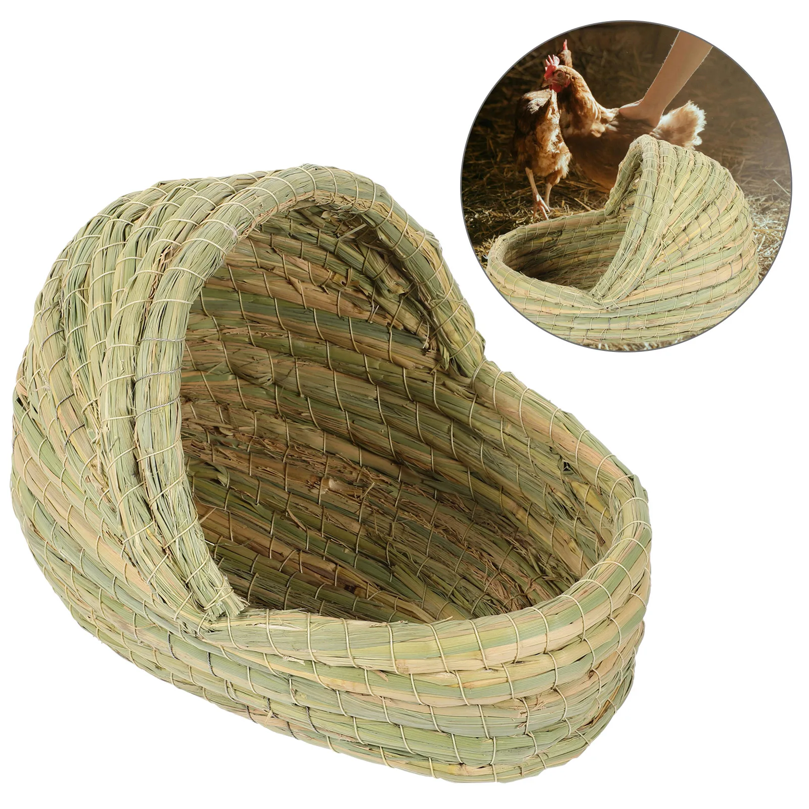 

Chicken Nesting Box Natural Straw Woven Slipper Design For Egg Laying Coop Bed Warm Shelter Chickens Small Animals Pet Sleeping
