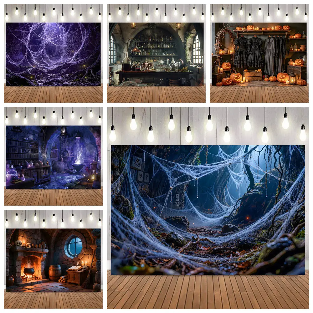 Halloween Photography Backdrop Horror ‌Moon Night Pumpkin Light Banner Bloody Ghost Claw Ghost Costume Decor Background Props