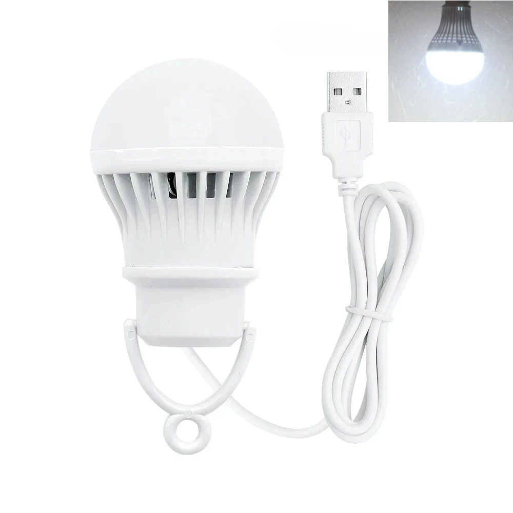 DC 3/5/7W USB Lamp Bulb Portable Camping Lantern Lamp 5V LED USB Power Reading Book Light for Outdoor Camping Tent Lighting