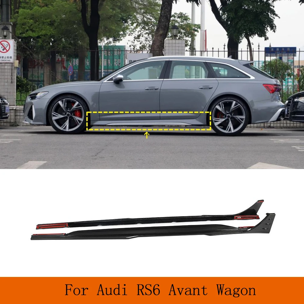 

Car Side Skirts Lip Spoiler For Audi RS6 C8 Avant Wagon 2019-2021 Carbon Fiber Side Bumper Lip Extension Protector