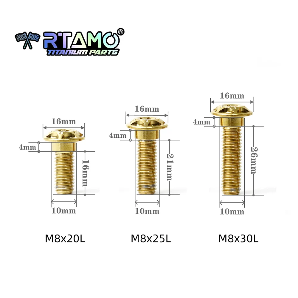 RTAMO Gr5 titan bremsscheibe schrauben m8x20/25/30/33/40 fuß pedals ch rauben mtb rennrad motorrad modifikation ti schrauben – Detail 1