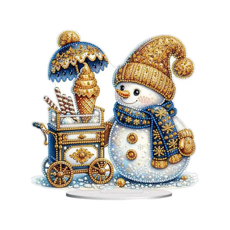 

Christmas Drill Painting Kits Snowman Handmade Dot Crafts Set Desktop Ornaments Tabletop Decoration Drill Art Painting Kit For