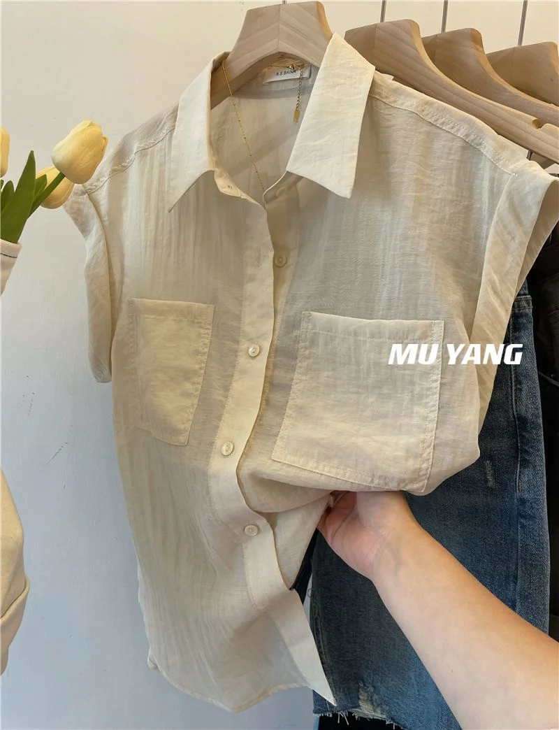 

Женская рубашка с простым воротником, лето 2023, новый дизайн, модный тренд в стиле японского дизайнера Ямамото для узкого круга аудитории