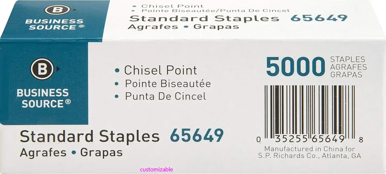 Chisel Point Standard-Heftklammern – Karton mit 5000 Stück (65649), Silber