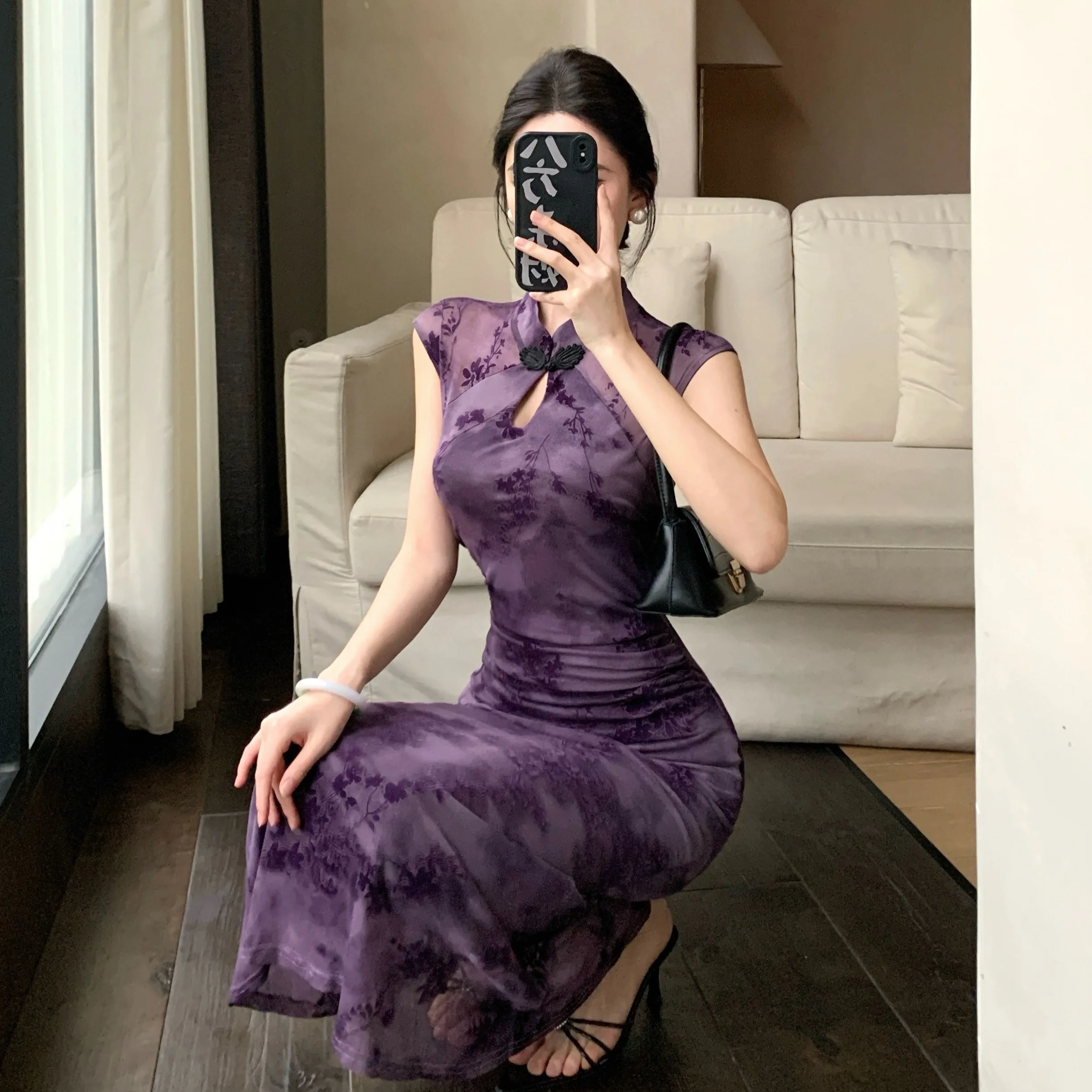 Nieuwe Chinese Sle Afslankende Lange Dr f Sve Fi Staartrok Ontwerp Veelzijdige Zomer Dames Faion Retro Wind