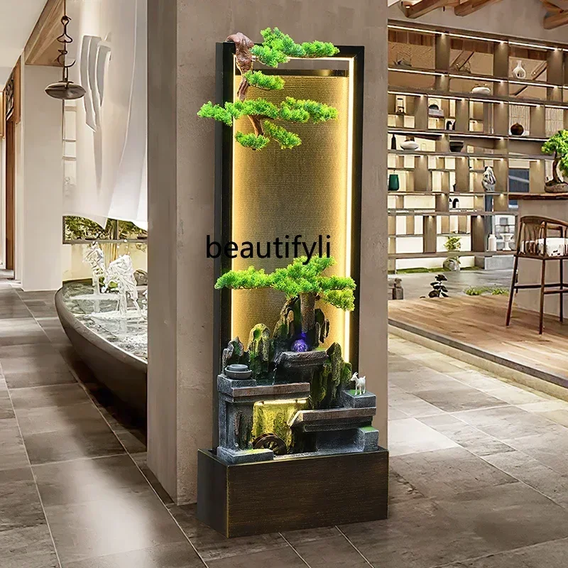 

Cy A floor-to-ceiling rockery feng shui wheel living room entrance decoration ornament water curtain wall new residence opened