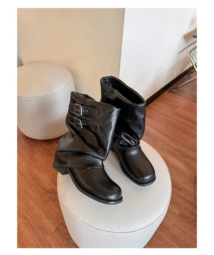 Short boots women's 2025 autumn and winter new item black super hot pants leg boots short boots women - view 6