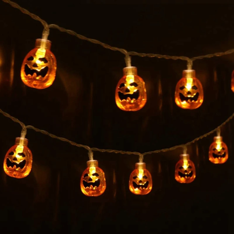 Halloween Decor Pumpkin String Lights, 9.8 Feet 20 Leds Battery Operated Halloween Light, Outdoor Halloween Decoration