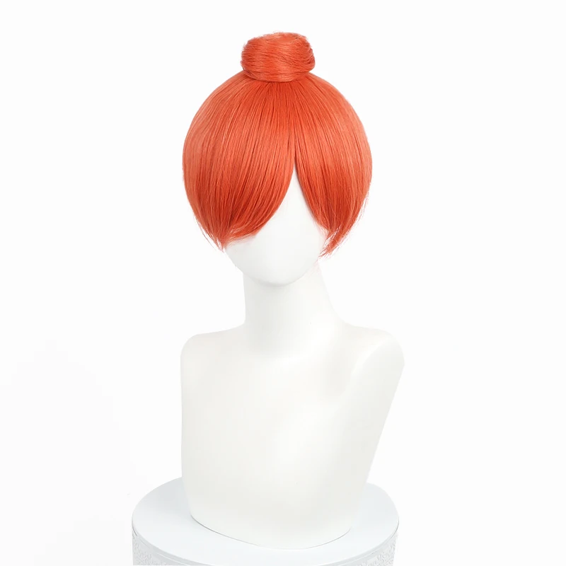 Synthetic Wig Brown Bun Cosplay Hairpiece Anime Roleplay Costume Party Women Fiber Top Knot Heat Resistant Long Wavy