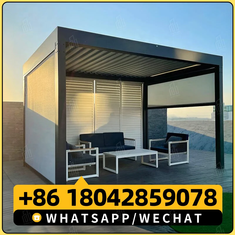 Swing aluminum garden pergola gazebo retractable sunshade steel structure free standing pergola gazebo outdoor