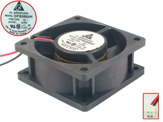 Delta Electronics DFB0624H DC 24V 0.11A 60x60x25mm 2-wire Server Cooling Fan