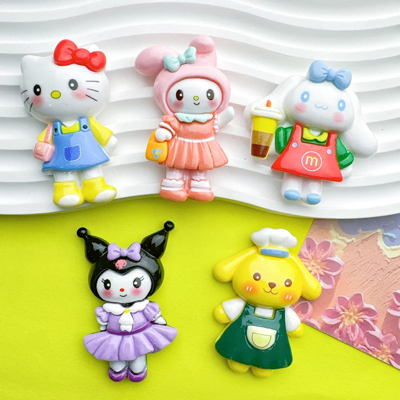 1Pcs New Kawaii Cartoon Sanrio Kitten Rabbit Puppy Nime Characters Resin Scrapbook Diy Jewelry Children Gift Hairpin Accessories