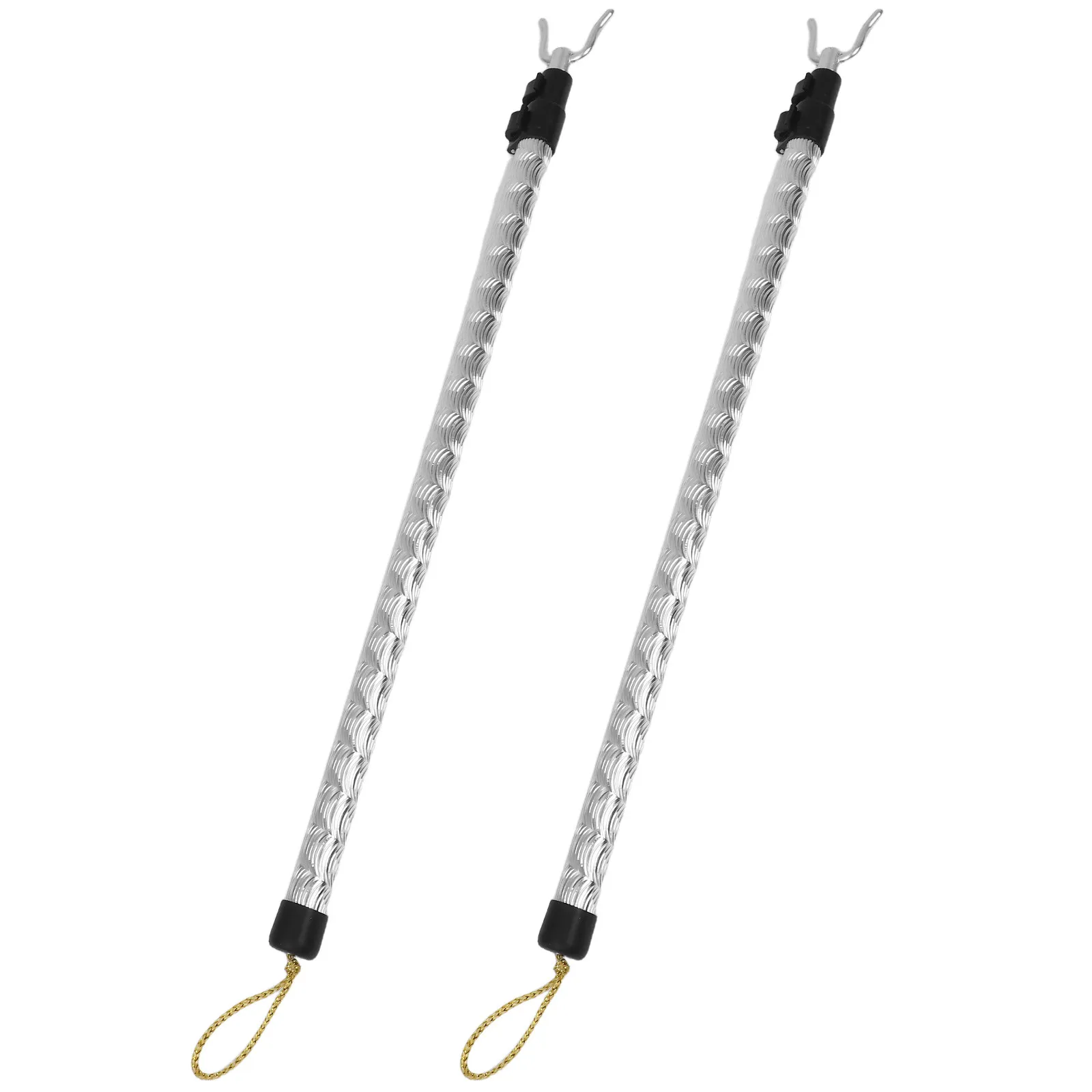 2Pcs Smooth Operation Telescopic Reach Pole with Hook Heavy Duty Alloy Closet Rod for Indoor Outdoor Clothes Drying Hanging