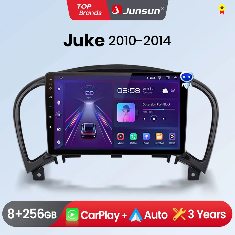 Junsun bezprzewodowe CarPlay Android Auto radio samochodowe dla Nissan Juke YF15 2010-inteligentne systemy tereo multime...