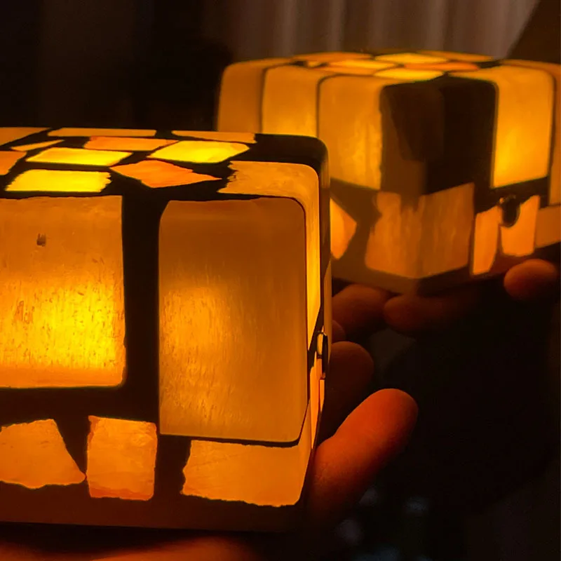 Translucent sugar cube ore LED dream bedroom bedside table lamp touch dimming night light