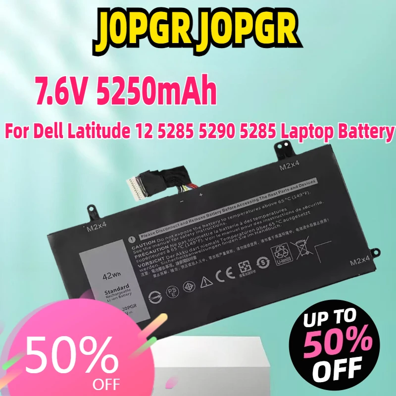 

Новые и сменные аккумуляторы для ноутбука Dell Latitude 12 5285 5290 5285, аккумулятор для ноутбука Dell J0PGR JOPGR 7,6 В 42 Втч