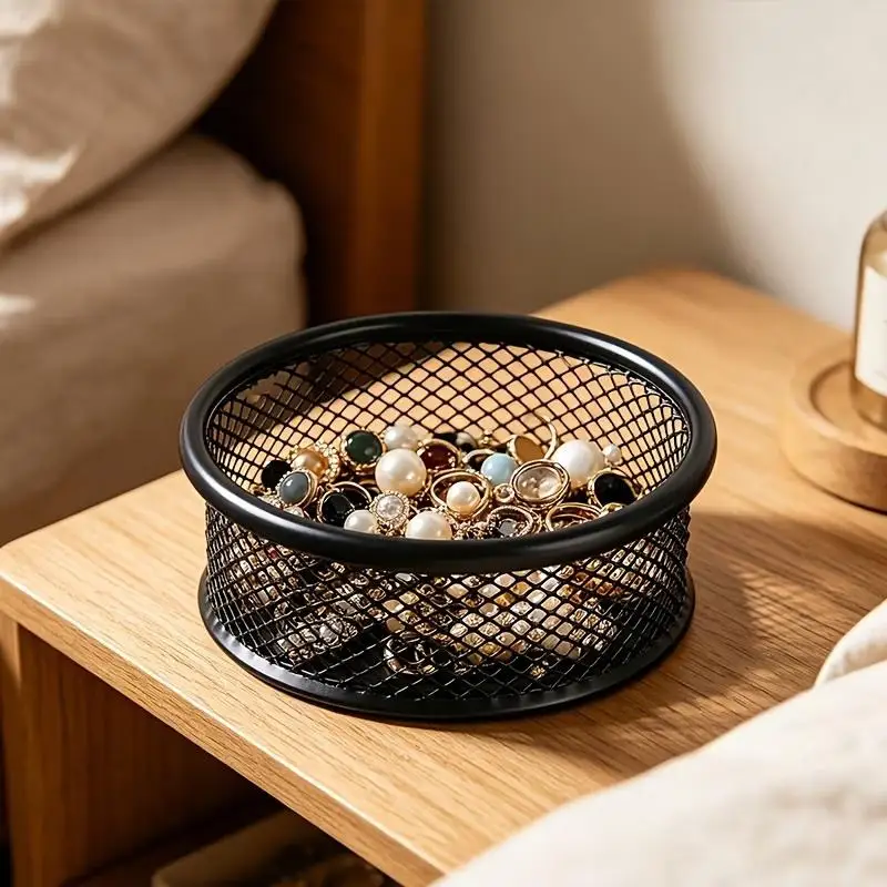 Metal Mesh Desk Organizer Paper Clip Holder For Office Paper Clips Binder Clips Small Goods Dry Ventilated Storage Accessory