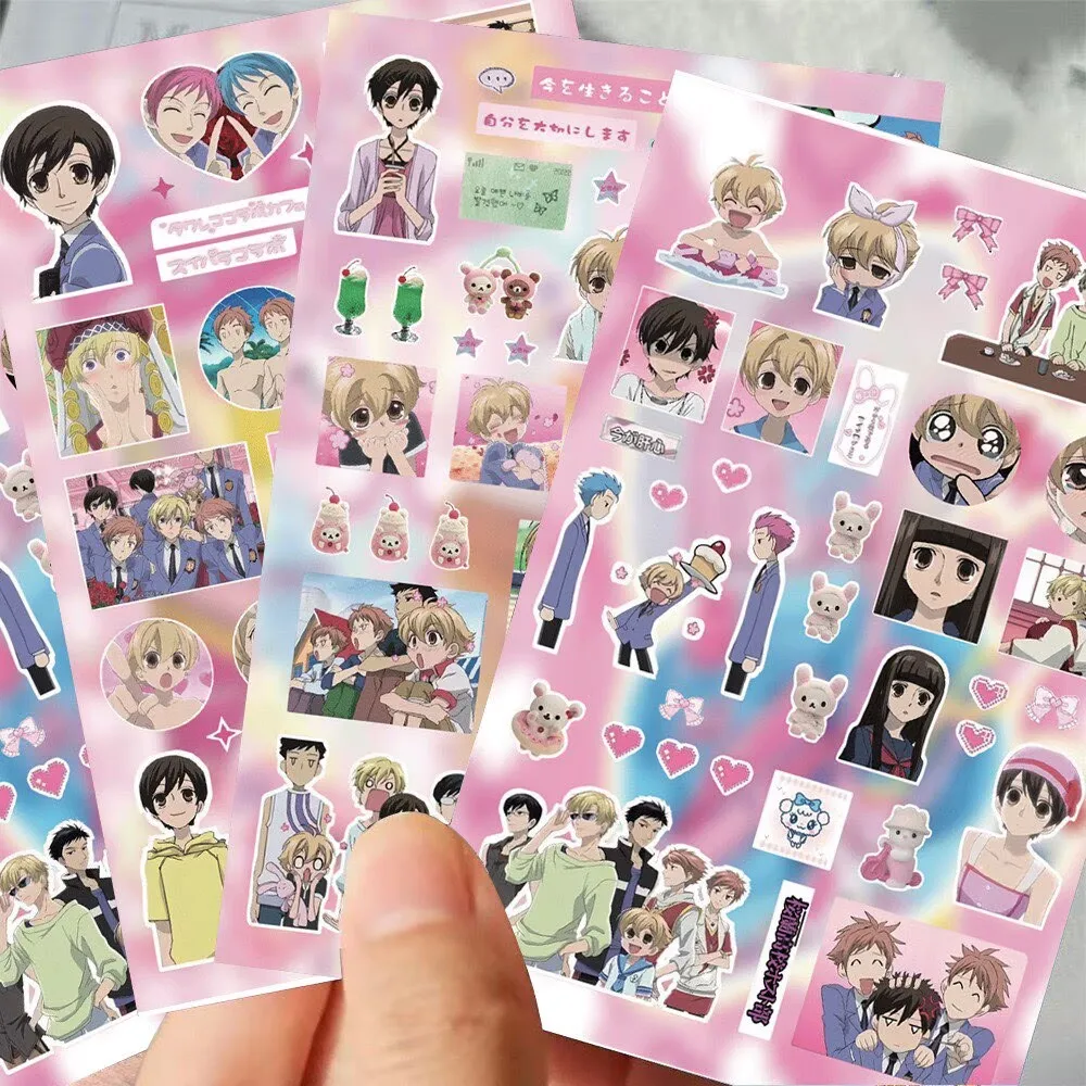 8Sheets/set Ouran High School Host Club Anime Stickers Waterproof Decorative Decals For Notebook Phone Case DIY Decor Props